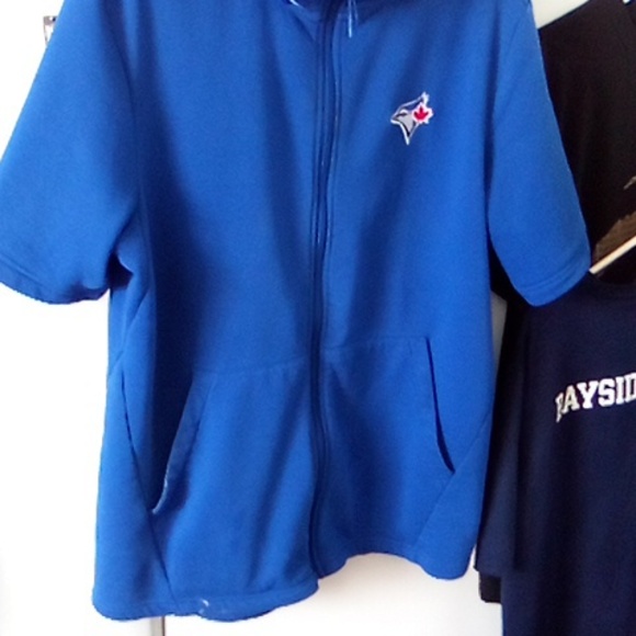 Level wear Toronto Blue Jays top sweater cut at elbow size L blue red white - Picture 4 of 8